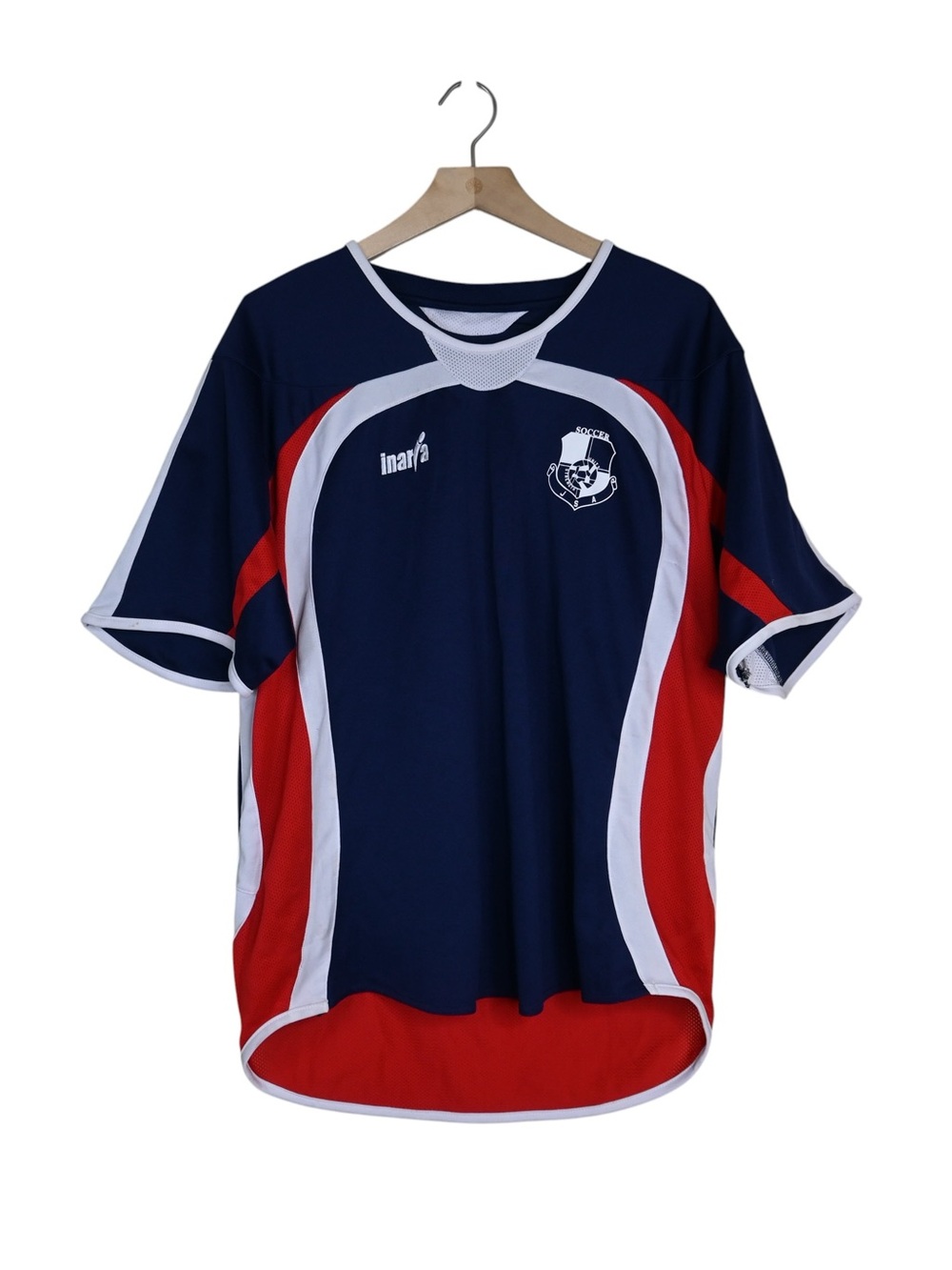 Inaria Unisex Sz AM #18 Red White Blue Soccer Jersey